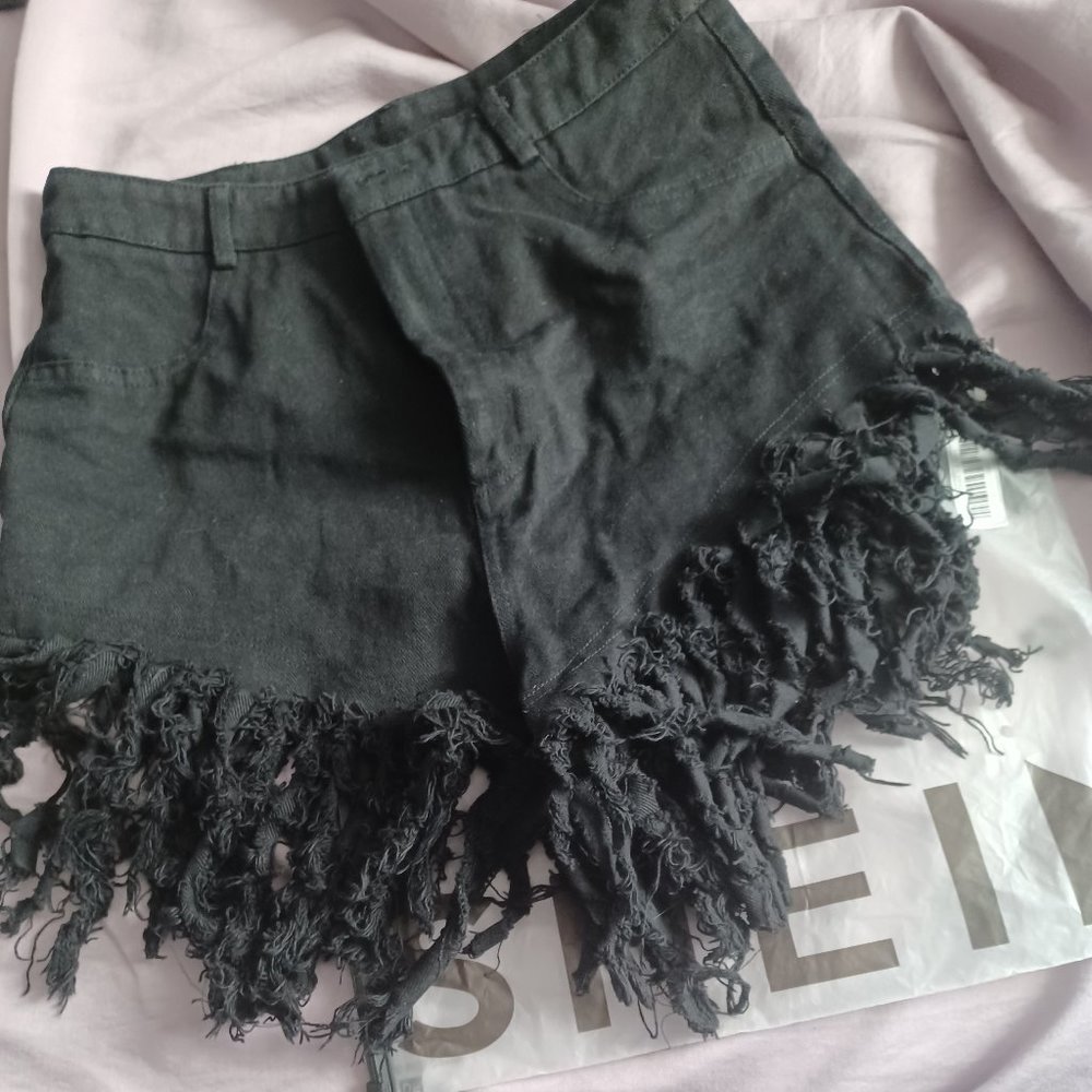 Black jean shorts